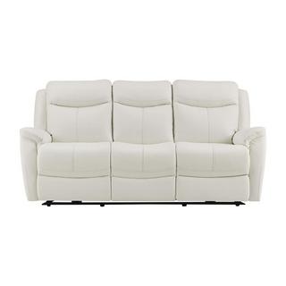 Vente-unique Relaxsofa 3-Sitzer elektrisch - Rindsleder - Weiß - NOMAJO  