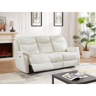 Vente-unique Relaxsofa 3-Sitzer elektrisch - Rindsleder - Weiß - NOMAJO  