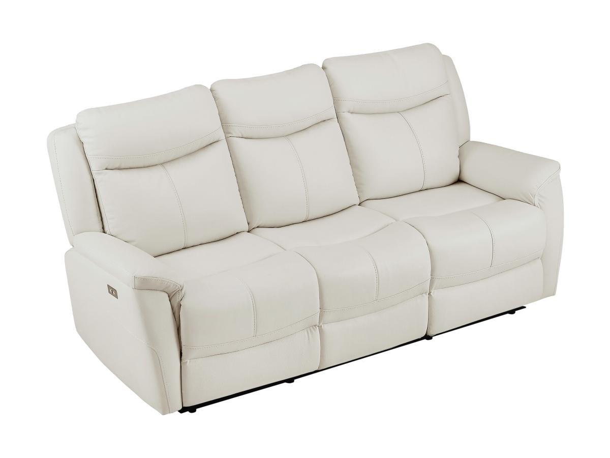 Vente-unique Relaxsofa 3-Sitzer elektrisch - Rindsleder - Weiß - NOMAJO  