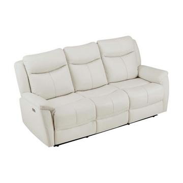 Relaxsofa 3-Sitzer elektrisch - Rindsleder - Weiß - NOMAJO