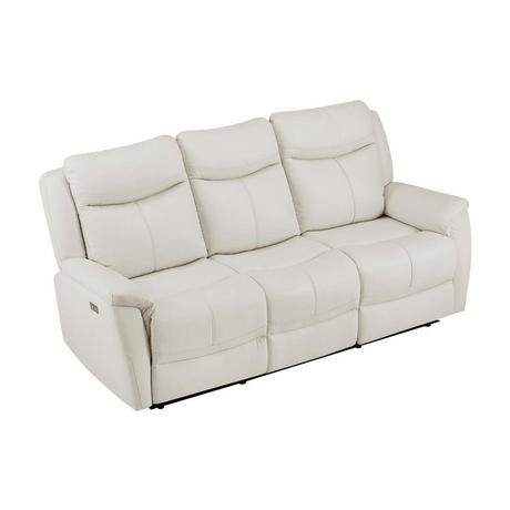 Vente-unique Relaxsofa 3-Sitzer elektrisch - Rindsleder - Weiß - NOMAJO  