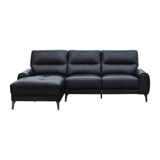 Vente-unique Ecksofa - Ecke links - Büffelleder - Schwarz - VALDANA  