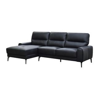 Vente-unique Ecksofa - Ecke links - Büffelleder - Schwarz - VALDANA  