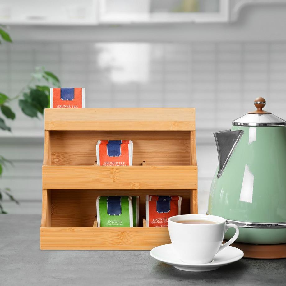 B2X Porta tè 9 scomparti in bambù  