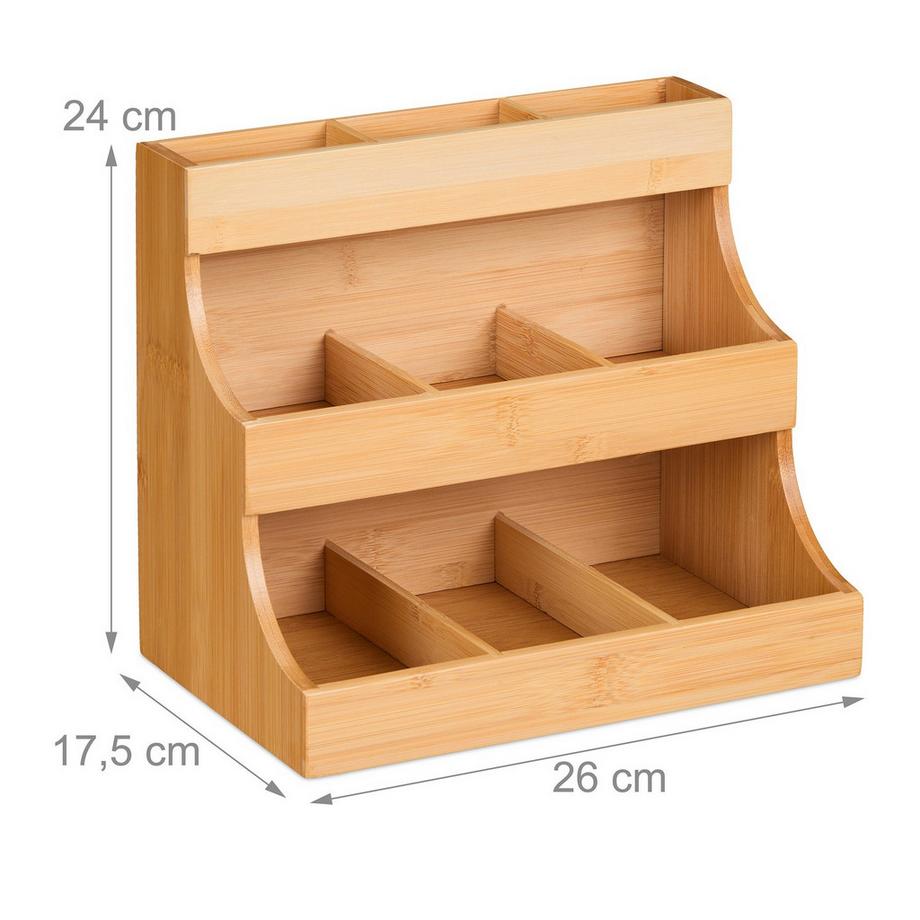 B2X Porta tè 9 scomparti in bambù  
