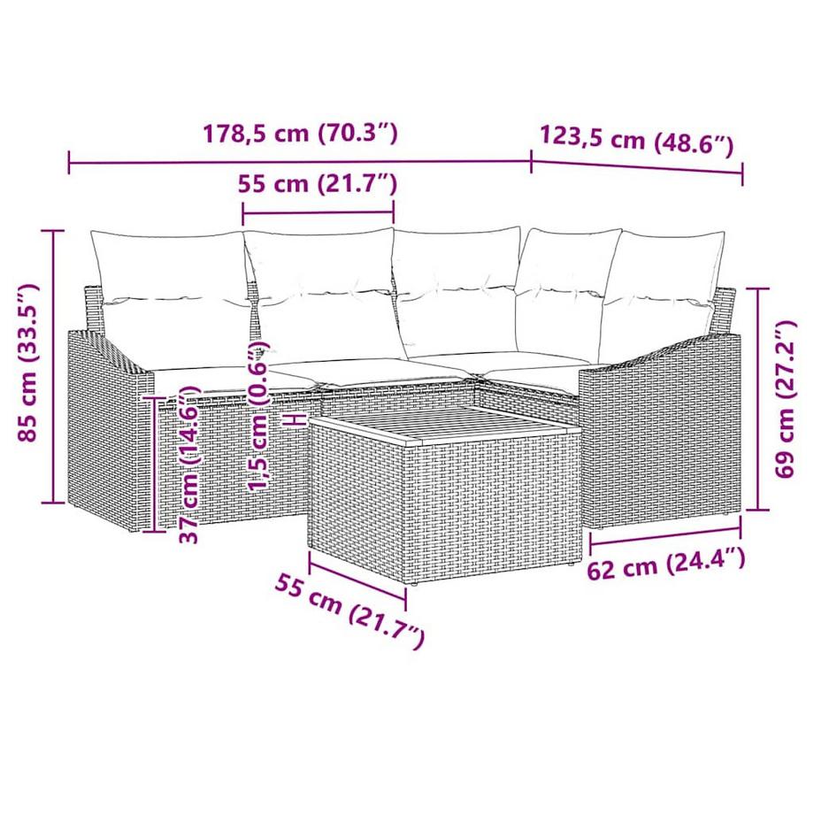 VidaXL Gartenmöbel set poly-rattan  