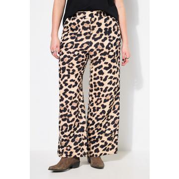 Pantaloni dal taglio ampio in mussola con design leopardato