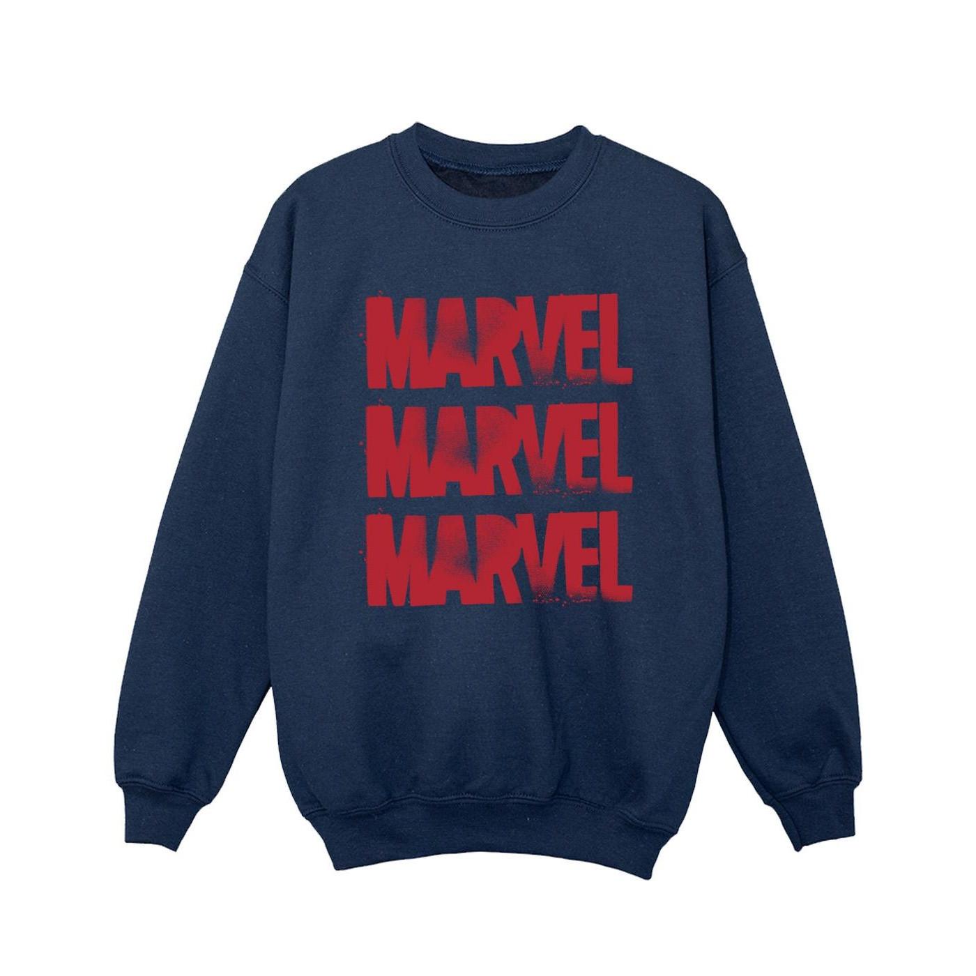 MARVEL  Red Spray Logos Sweatshirt 