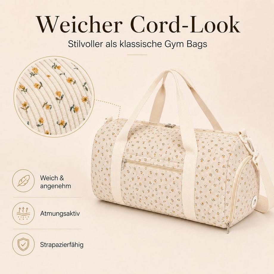 Only-bags.store Borsa sport in velluto a coste con scomparto scarpe  