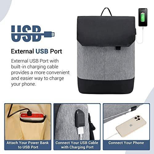 Only-bags.store Sac à dos étanche pour adolescent petit avec compartiment pour ordinateur portable 15.6 pouces antivol  