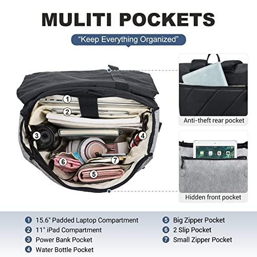 Only-bags.store Sac à dos étanche pour adolescent petit avec compartiment pour ordinateur portable 15.6 pouces antivol  