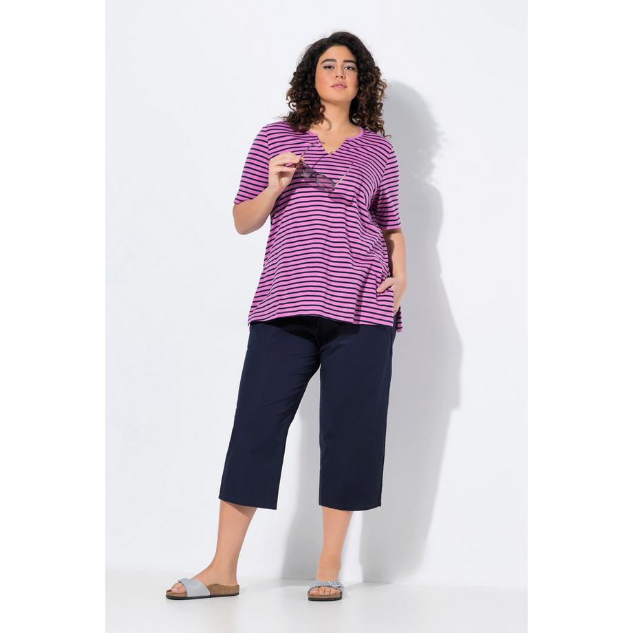 Ulla Popken Rose Weites Bein Culotte Elastikbund Rüsche  