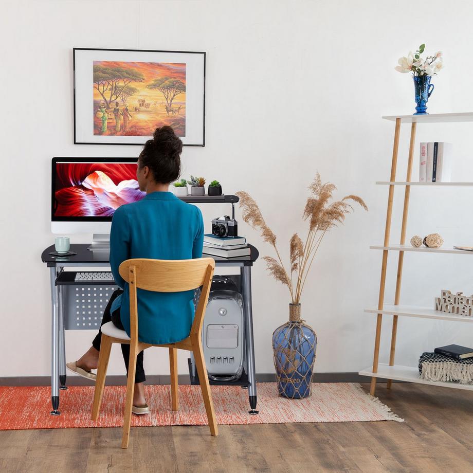 Northix  Computertisch mit Glasplatte 