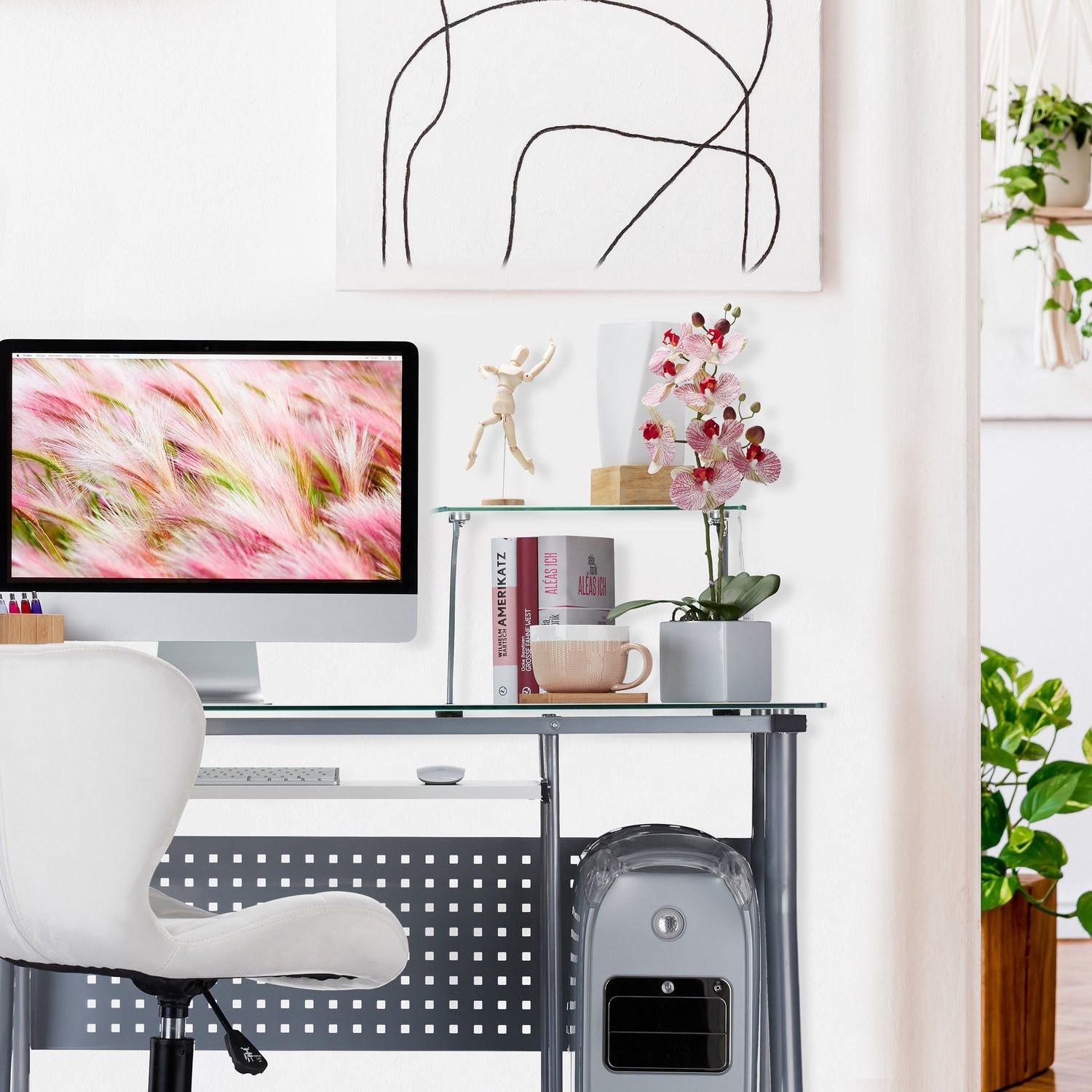 Northix  Computertisch mit Glasplatte 