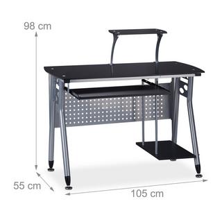 Northix  Computertisch mit Glasplatte 