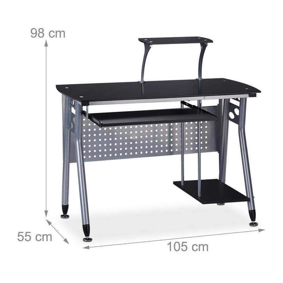 Northix  Computertisch mit Glasplatte 