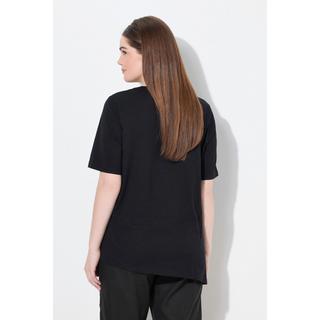 Ulla Popken T-Shirt Perline Decorative Scollo a V Mezza Manica Cotone Biologico  