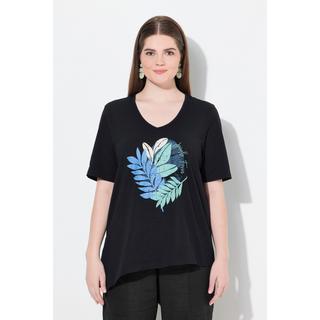 Ulla Popken T-Shirt Perline Decorative Scollo a V Mezza Manica Cotone Biologico  