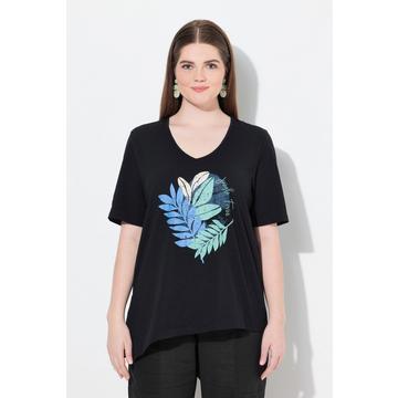 T-shirt in cotone biologico con perline, scollo a V e mezze maniche