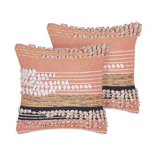 Beliani Lot de 2 coussins en Coton Boho DEUTZIA  