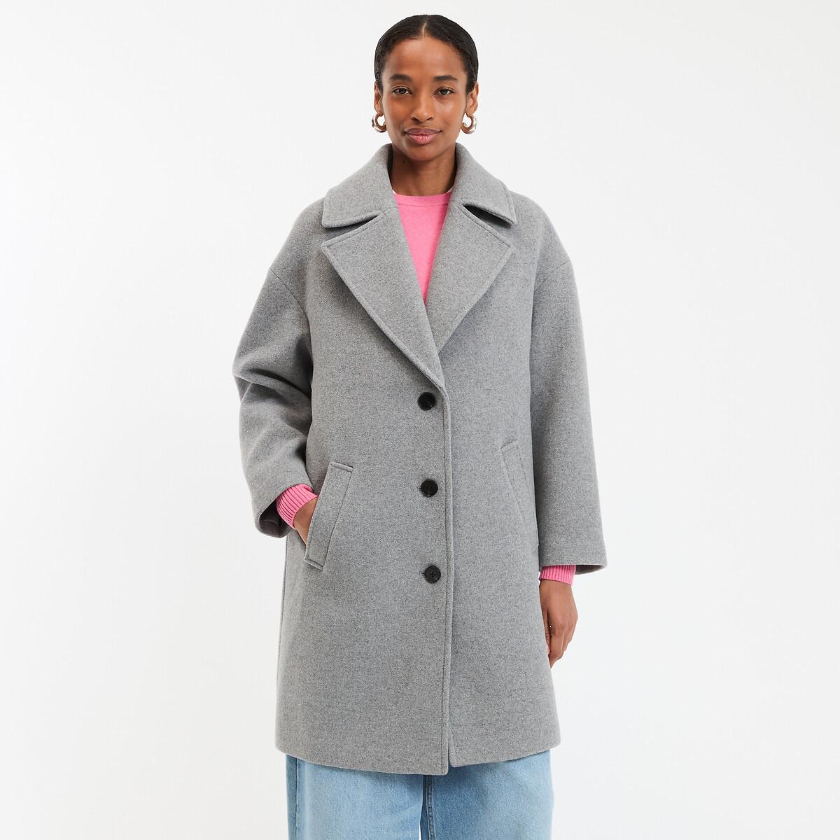 La Redoute Collections Halblanger Wintermantel mit Knopfverschluss  