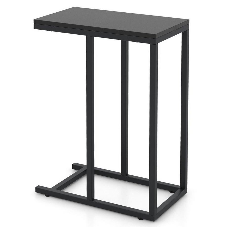 Northix Beistelltisch C-Form Sofatisch mit Metallgestell Kaffeetisch für Wohnzimmer 45,5 x 25,5 x 64 cm Schwarz  