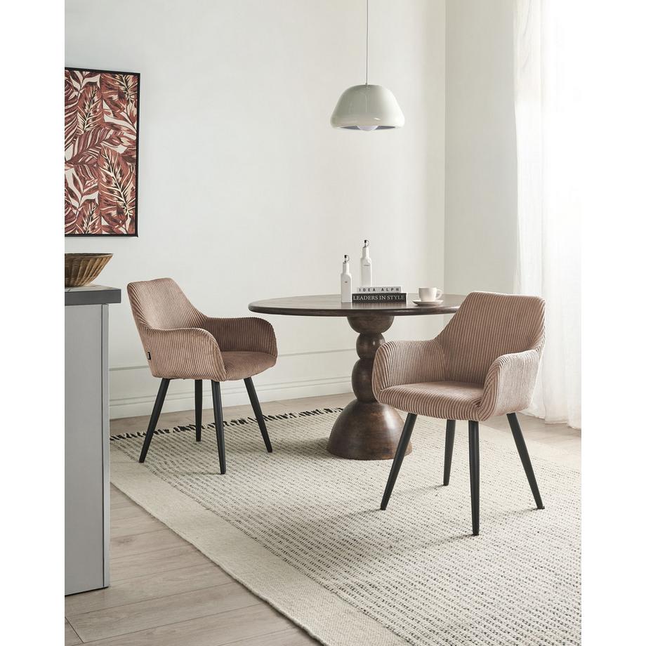 Beliani Lot de 2 chaises de salle à manger en Velours côtelé  MORI  
