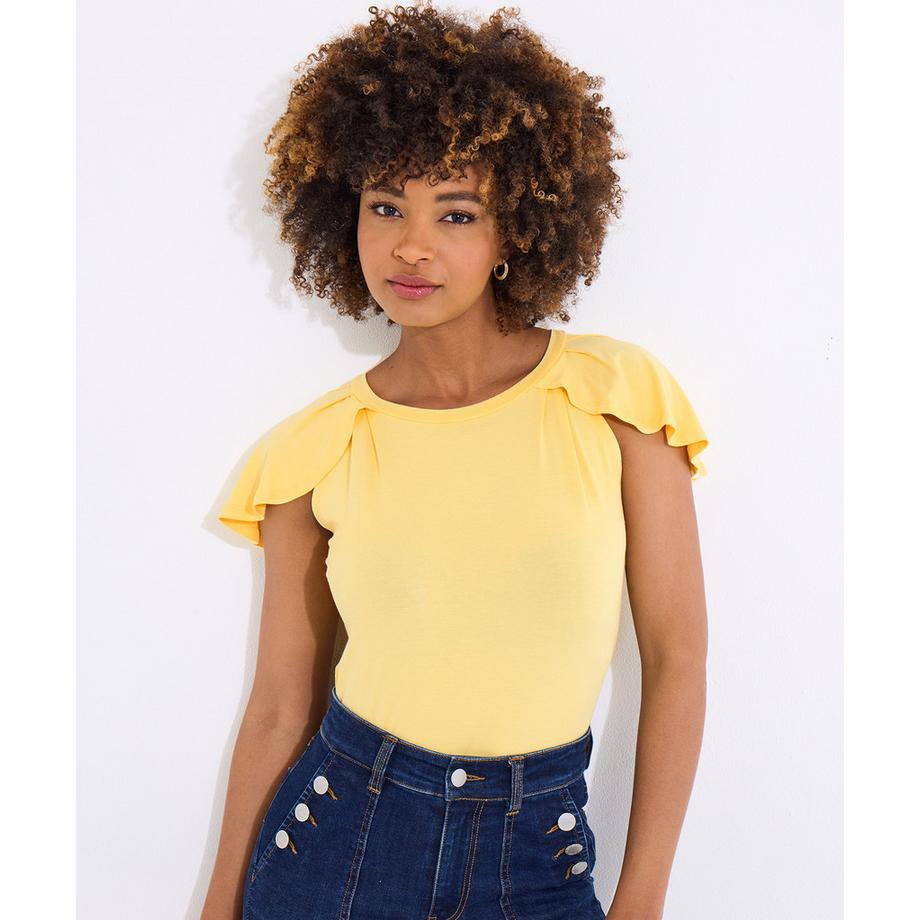 Jersey-Top mit Flatterärmeln