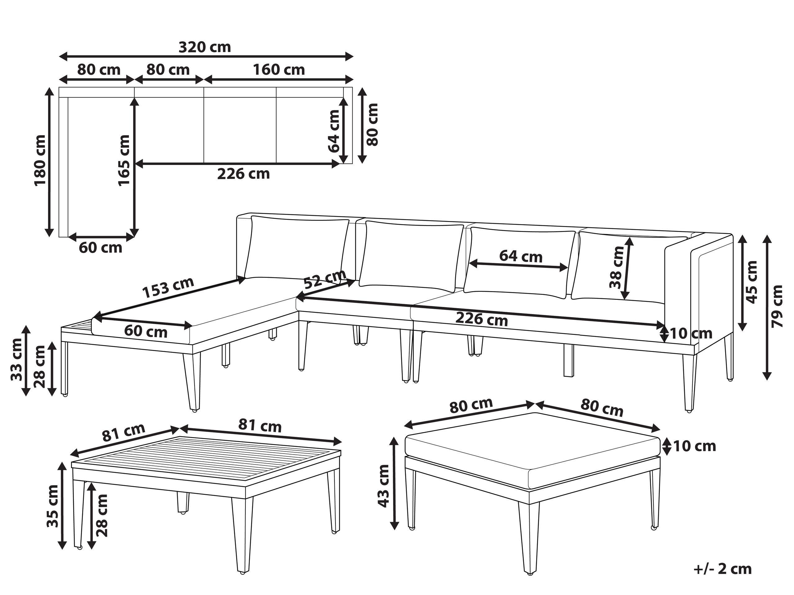 Beliani Ensemble de salon avec table en Bois d'acacia certifié FSC® Rustique BRACCIANO  