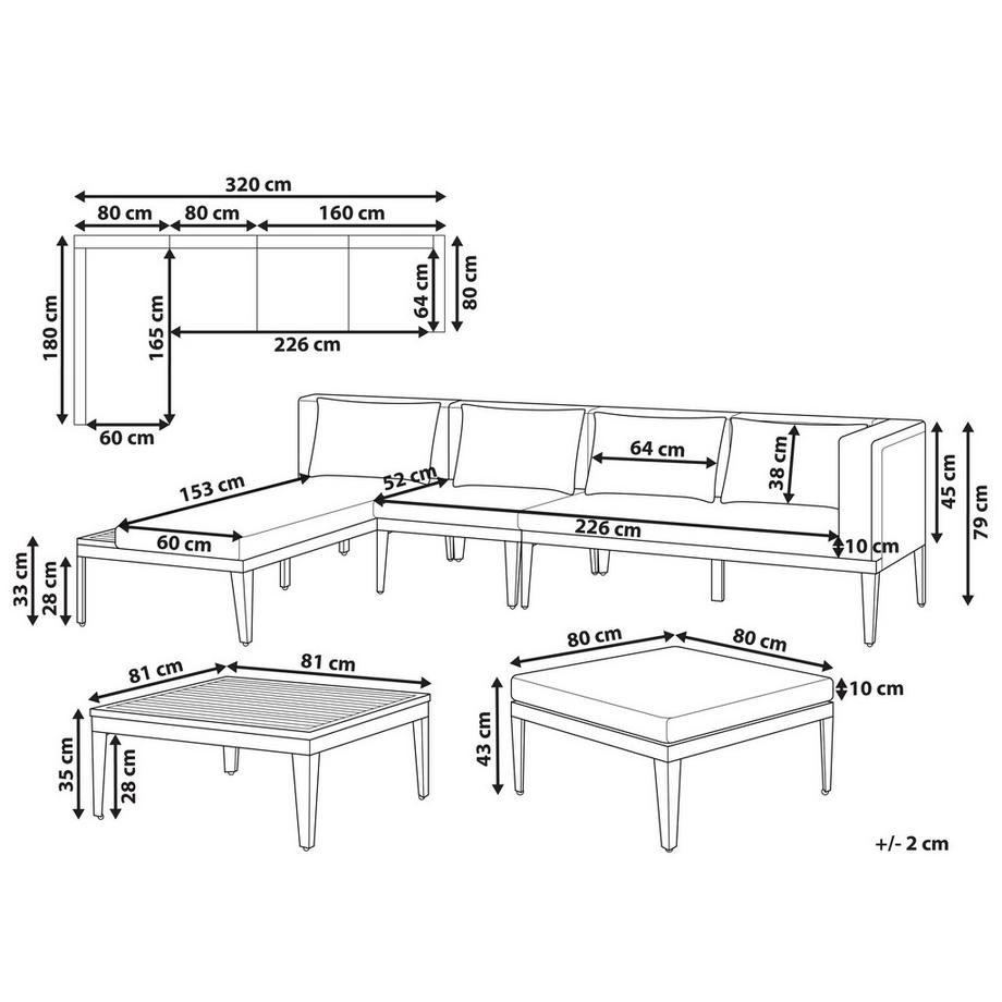 Beliani Lounge Set mit Tisch aus FSC® zertifiziertes Akazienholz Rustikal BRACCIANO  