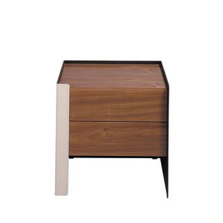 ANGEL CERDA Table de nuit en bois de noyer et simili cuir  