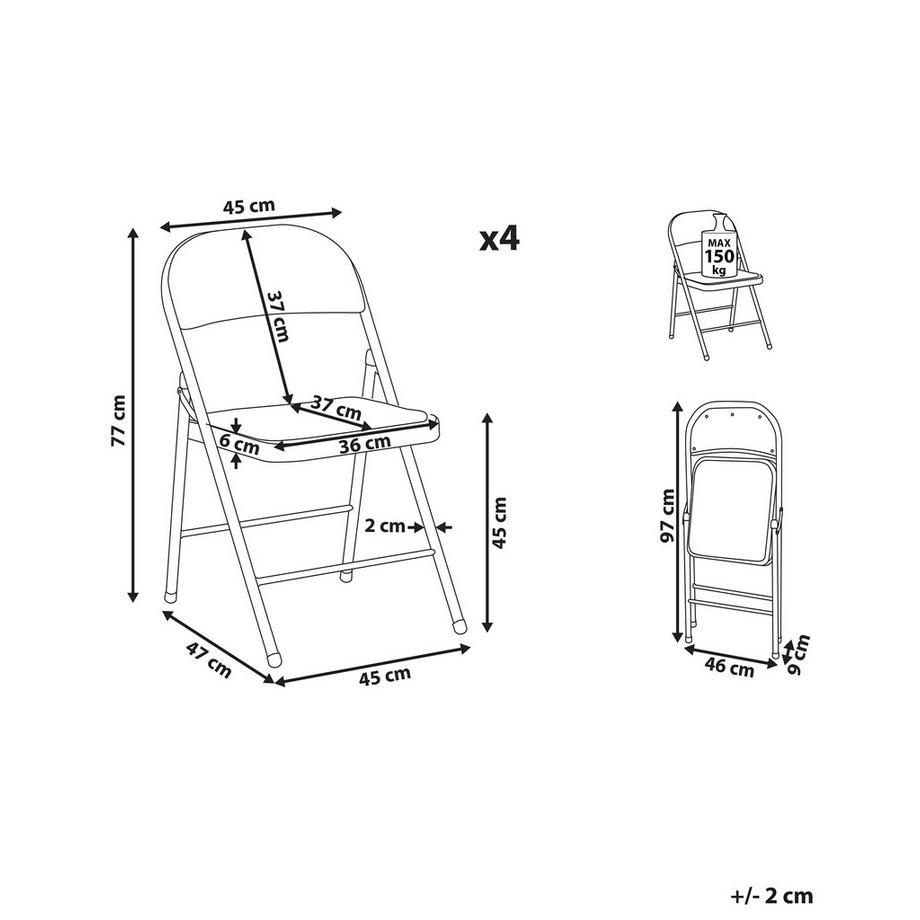 Beliani Set di 4 sedie pieghevoli en Tessuto a rete Classico SPARKS  