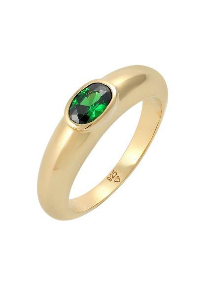 Elli  Bague Bague Solitaire Vert Ovale Avec Cristal De Zirconium 