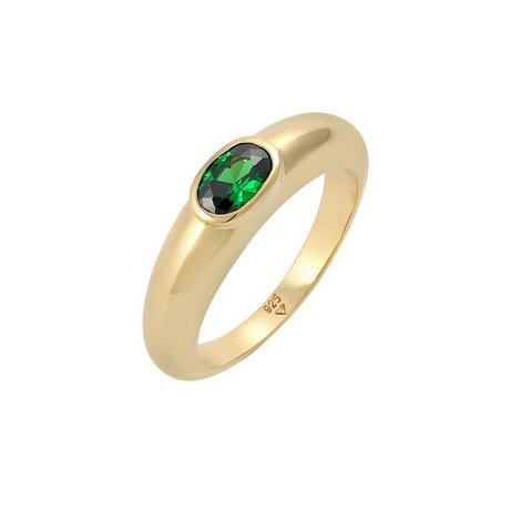 Elli  Bague Bague Solitaire Vert Ovale Avec Cristal De Zirconium 