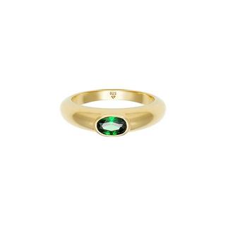 Elli  Bague Bague Solitaire Vert Ovale Avec Cristal De Zirconium 