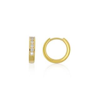 MUAU Schmuck  Créoles charnière or jaune 750 brillants 0.30ct. 12.5mm 