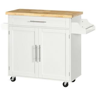 Northio Carrello Di Servizio Carrello Da Cucina Con Piano Di Lavoro, Portaspezie, Portasciugamani, Bianco, 109X40X89 Cm Per Soggiorno E Sala Da Pranzo  