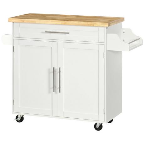 Northio Carrello Di Servizio Carrello Da Cucina Con Piano Di Lavoro, Portaspezie, Portasciugamani, Bianco, 109X40X89 Cm Per Soggiorno E Sala Da Pranzo  