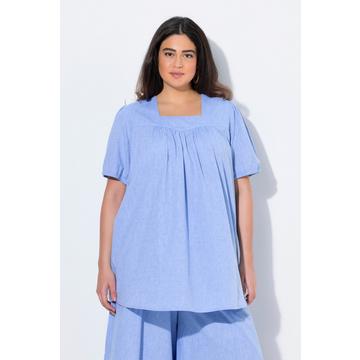 Tunique, décolleté carré, manches courtes bouffantes, coton bio