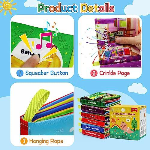 Activity-board  Livre en tissu 6 pièces pour bébés, livre en tissu doux pour bébés, jouet éducatif pour bébés, jouet éducatif pour l'apprentissage précoce 