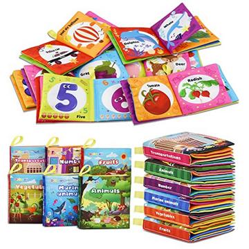 Livre en tissu 6 pièces pour bébés, livre en tissu doux pour bébés, jouet éducatif pour bébés, jouet éducatif pour l'apprentissage précoce