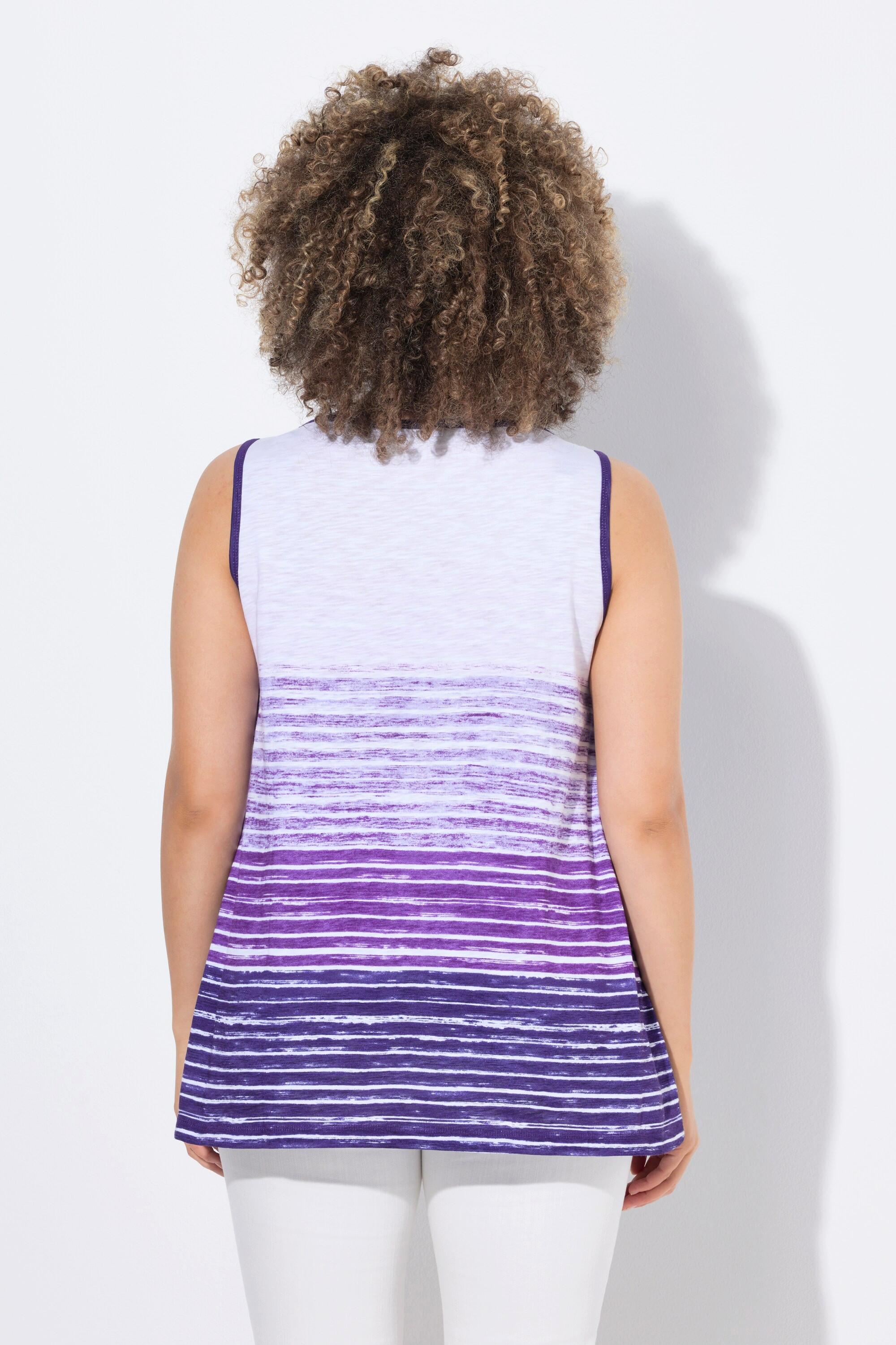 Ulla Popken Top Scollo a Girocollo Senza Maniche Linea A Righe Sfumate  