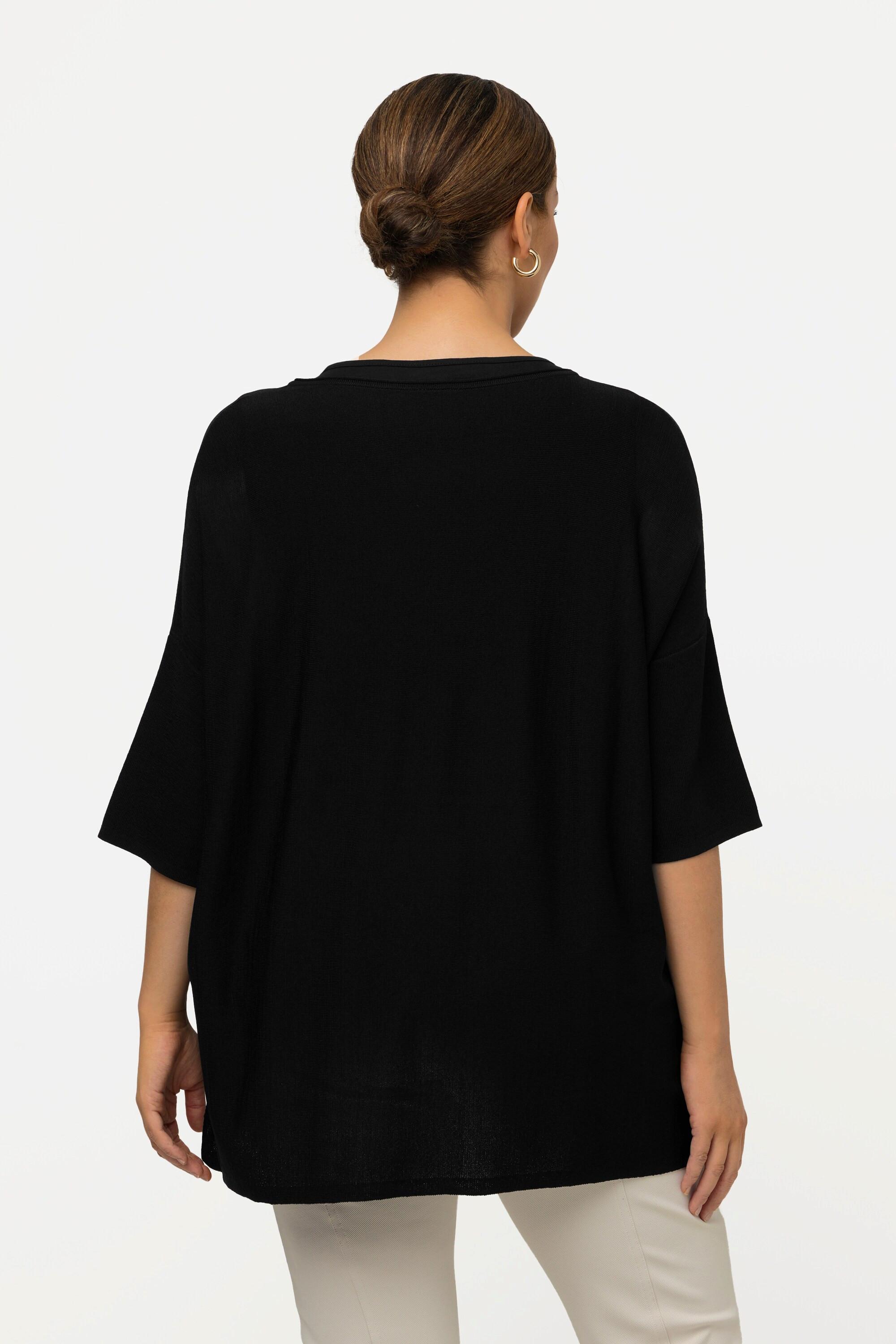 Ulla Popken Pullover Oversized Scollo a V Mezza Manica  