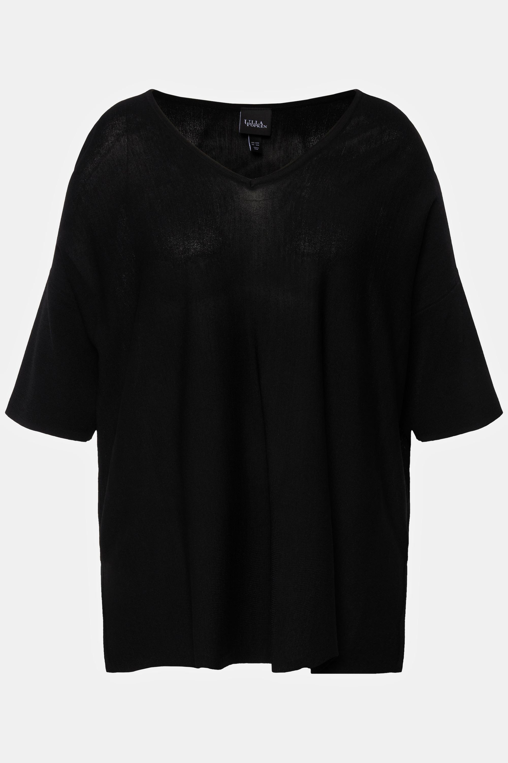 Ulla Popken Pullover Oversized Scollo a V Mezza Manica  