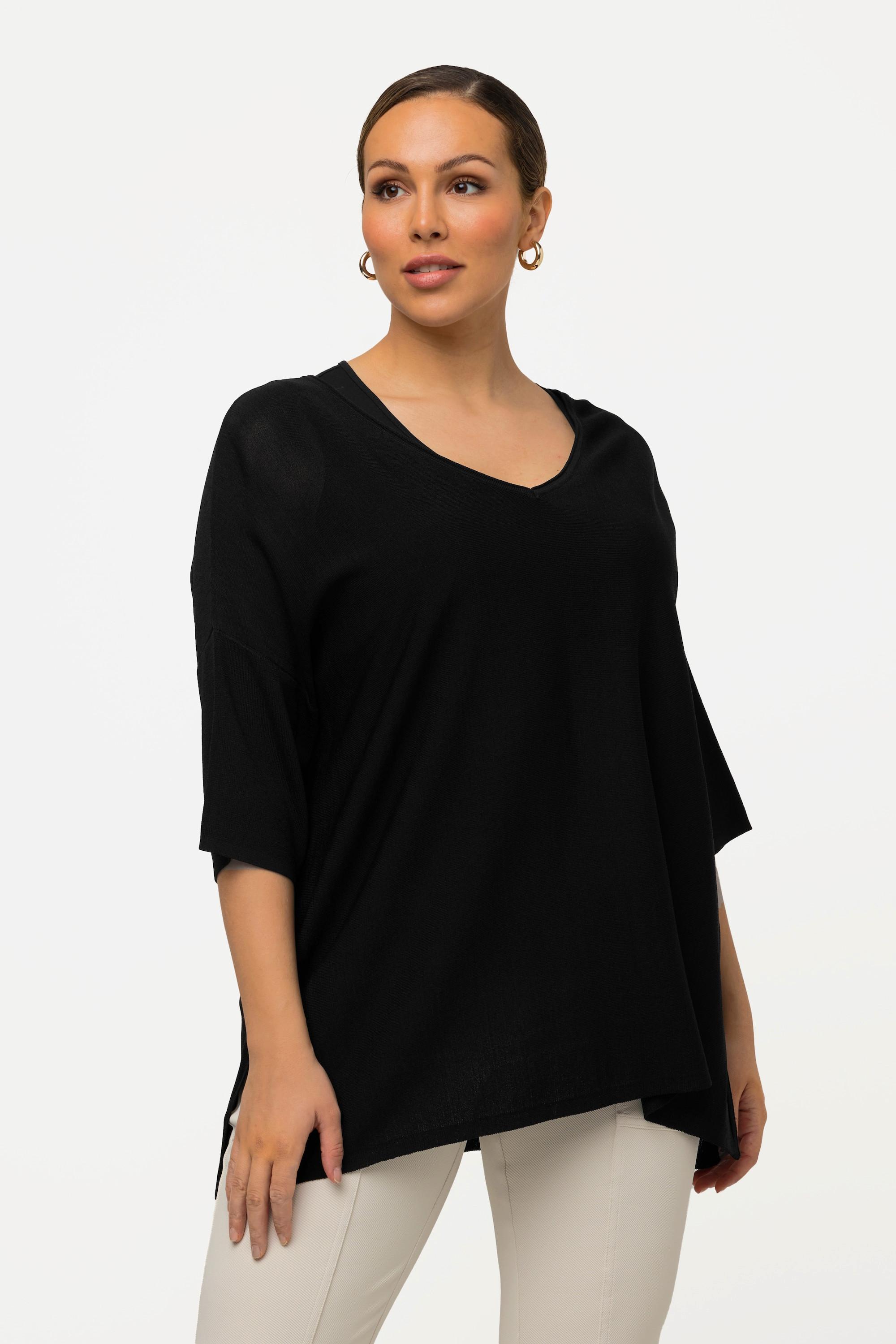 Ulla Popken Pullover Oversized Scollo a V Mezza Manica  