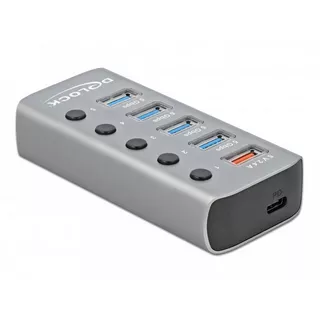 DeLock  63263 Schnittstellen-Hub USB 3.2 Gen 1 (3.1 Gen 1) Type-B 5000 Mbit/s Grau 