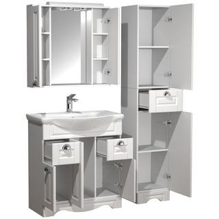 VCM Ensemble de 5 pièces pour lavabo Largeur 75 cm Ensemble de meubles de salle de bains Lavabo armoire de toilette Armoire haute Landhaus Tiroir Casalo  