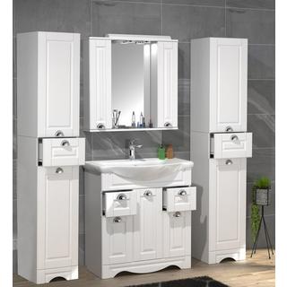 VCM Ensemble de 5 pièces pour lavabo Largeur 75 cm Ensemble de meubles de salle de bains Lavabo armoire de toilette Armoire haute Landhaus Tiroir Casalo  