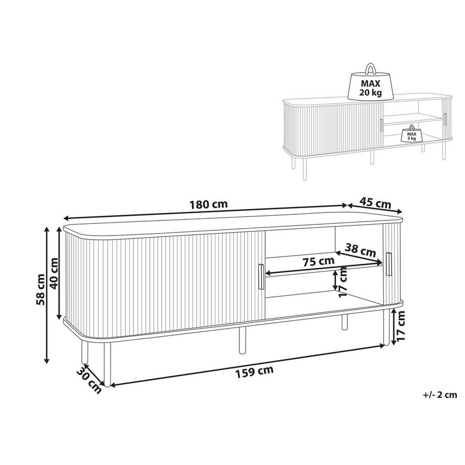 Beliani Meuble TV en MDF Rétro BRADLEY  