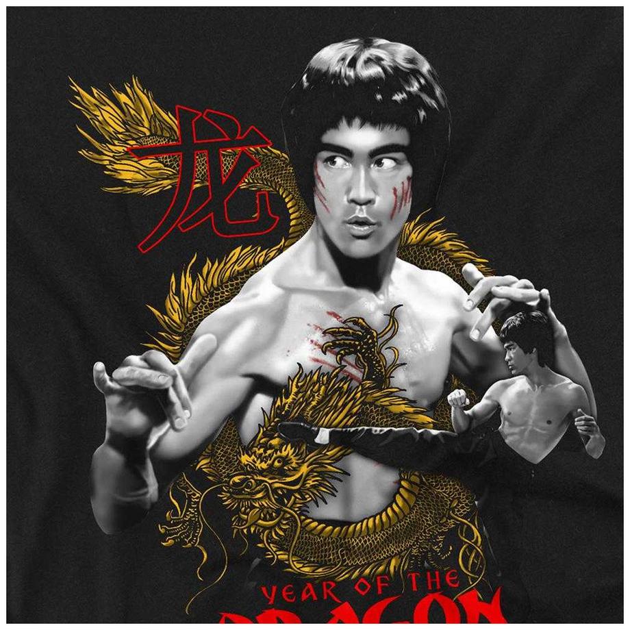 Bruce Lee  Golden Year Of The Dragon Maglietta Manica Lunga 